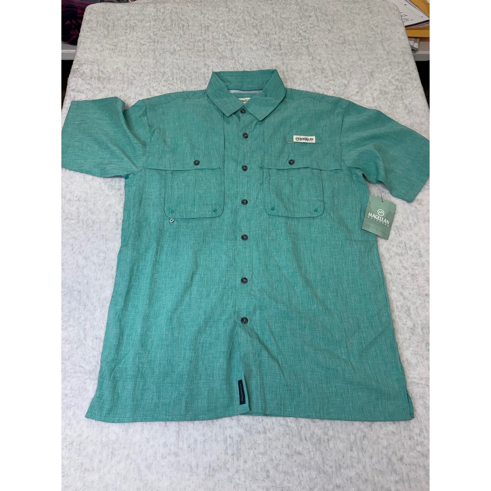 Magellan Outdoors Mens Aransas Pass Heather Fishing Shirt Green S SGMGMF1602